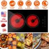 Dual Induction Burners Electric Cooktop 110V Total 1900W Electric Stove Built-in Electric Ceramic Stove with Timer Setting 9 Firepower Levels Over Hea