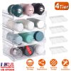 4 Tier Bottle Storage Holder 12 Bottles Transparent Stackable Bottle Organizer Standing Drink Holder Shelf for Kitchen Fridge Cabinet Pantry