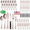 48-Piece Silverware Set Stainless Steel Flatware Cutlery Set Tableware Eating Utensils for 8 with Knife Fork Spoon Dishwasher Safe for Home Kitchen Re