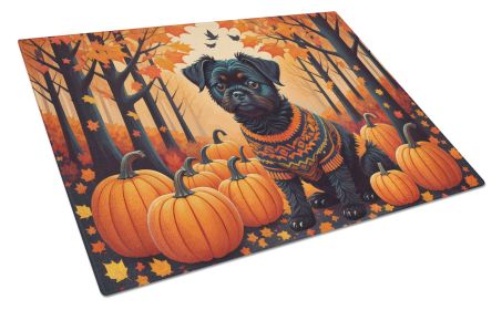 Affenpinscher Fall Glass Cutting Board Large Decorative Tempered Glass Kitchen Cutting and Serving Board Large Size Chopping Board