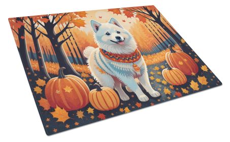 American Eskimo Fall Glass Cutting Board Large Decorative Tempered Glass Kitchen Cutting and Serving Board Large Size Chopping Board