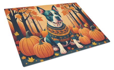 Pit Bull Terrier Fall Glass Cutting Board Large Decorative Tempered Glass Kitchen Cutting and Serving Board Large Size Chopping Board