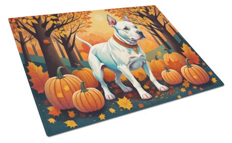 White Pit Bull Terrier Fall Glass Cutting Board Large Decorative Tempered Glass Kitchen Cutting and Serving Board Large Size Chopping Board