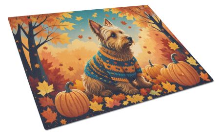 Australian Terrier Terrier Fall Glass Cutting Board Large Decorative Tempered Glass Kitchen Cutting and Serving Board Large Size Chopping Board