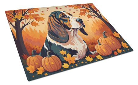 Basset Hound Fall Glass Cutting Board Large Decorative Tempered Glass Kitchen Cutting and Serving Board Large Size Chopping Board
