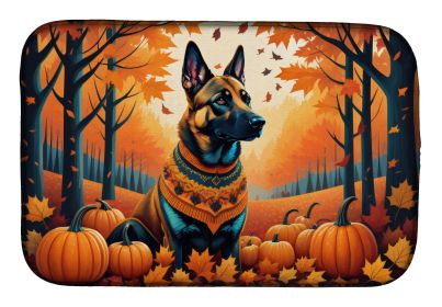 Belgian Malinois Fall Dish Drying Mat Absorbent Dish Drying Mat Pad for Kitchen Counter Dish Drainer Mat for Countertop, 14 x 21, Multicolor