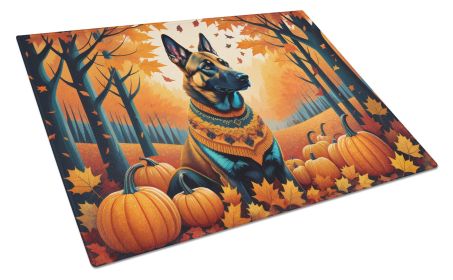 Belgian Malinois Fall Glass Cutting Board Large Decorative Tempered Glass Kitchen Cutting and Serving Board Large Size Chopping Board