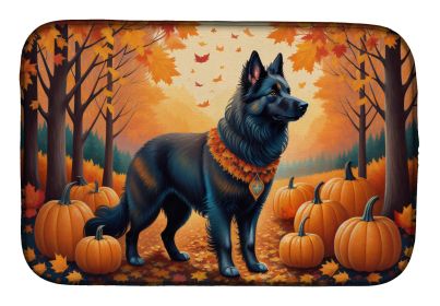 Belgian Sheepdog Fall Dish Drying Mat Absorbent Dish Drying Mat Pad for Kitchen Counter Dish Drainer Mat for Countertop, 14 x 21, Multicolor