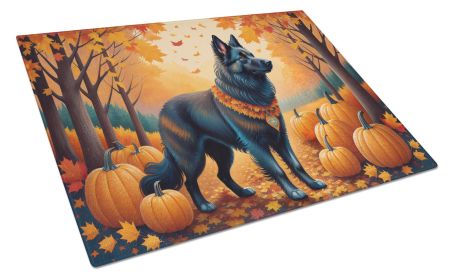 Belgian Sheepdog Fall Glass Cutting Board Large Decorative Tempered Glass Kitchen Cutting and Serving Board Large Size Chopping Board