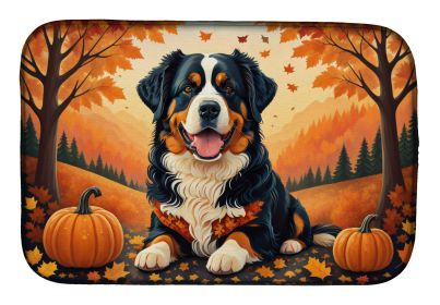 Bernese Mountain Dog Fall Dish Drying Mat Absorbent Dish Drying Mat Pad for Kitchen Counter Dish Drainer Mat for Countertop, 14 x 21, Multicolor