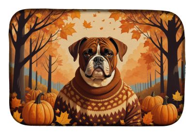 Boxer Fall Dish Drying Mat Absorbent Dish Drying Mat Pad for Kitchen Counter Dish Drainer Mat for Countertop, 14 x 21, Multicolor