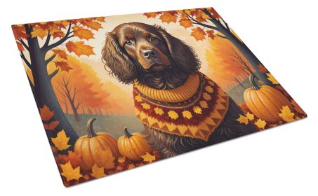 Boykin Spaniel Fall Glass Cutting Board Large Decorative Tempered Glass Kitchen Cutting and Serving Board Large Size Chopping Board