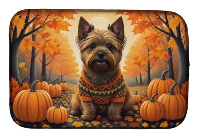 Cairn Terrier Fall Dish Drying Mat Absorbent Dish Drying Mat Pad for Kitchen Counter Dish Drainer Mat for Countertop, 14 x 21, Multicolor