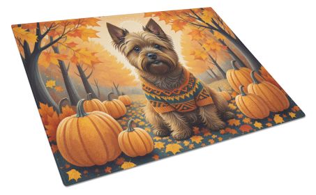 Cairn Terrier Fall Glass Cutting Board Large Decorative Tempered Glass Kitchen Cutting and Serving Board Large Size Chopping Board