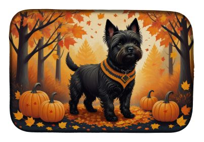 Black Cairn Terrier Fall Dish Drying Mat Absorbent Dish Drying Mat Pad for Kitchen Counter Dish Drainer Mat for Countertop, 14 x 21, Multicolor