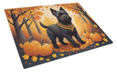 Black Cairn Terrier Fall Glass Cutting Board Large Decorative Tempered Glass Kitchen Cutting and Serving Board Large Size Chopping Board