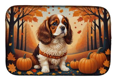 Cavalier Spaniel Fall Dish Drying Mat Absorbent Dish Drying Mat Pad for Kitchen Counter Dish Drainer Mat for Countertop, 14 x 21, Multicolor