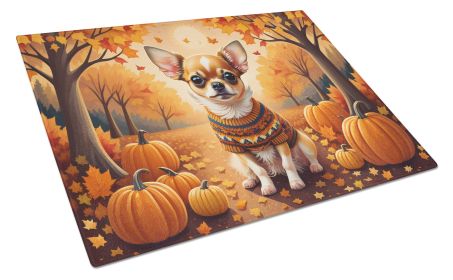 Chihuahua Fall Glass Cutting Board Large Decorative Tempered Glass Kitchen Cutting and Serving Board Large Size Chopping Board
