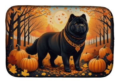 Black Chow Chow Fall Dish Drying Mat Absorbent Dish Drying Mat Pad for Kitchen Counter Dish Drainer Mat for Countertop, 14 x 21, Multicolor
