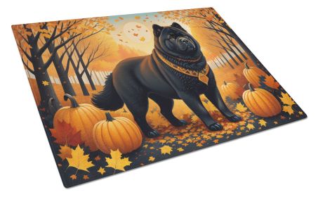 Black Chow Chow Fall Glass Cutting Board Large Decorative Tempered Glass Kitchen Cutting and Serving Board Large Size Chopping Board