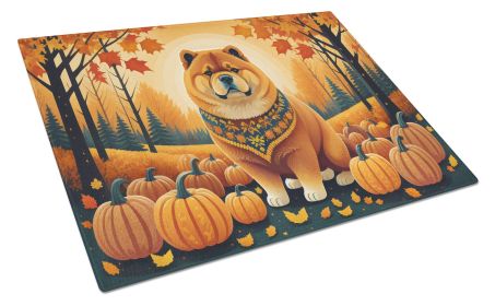 Chow Chow Fall Glass Cutting Board Large Decorative Tempered Glass Kitchen Cutting and Serving Board Large Size Chopping Board