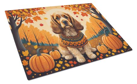 Cocker Spaniel Fall Glass Cutting Board Large Decorative Tempered Glass Kitchen Cutting and Serving Board Large Size Chopping Board