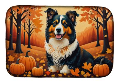 Collie Fall Dish Drying Mat Absorbent Dish Drying Mat Pad for Kitchen Counter Dish Drainer Mat for Countertop, 14 x 21, Multicolor