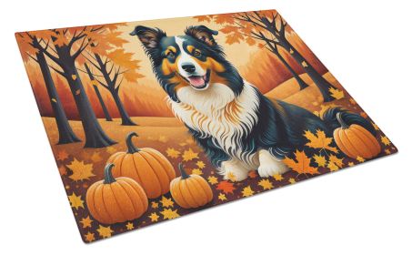 Collie Fall Glass Cutting Board Large Decorative Tempered Glass Kitchen Cutting and Serving Board Large Size Chopping Board