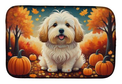 Coton De Tulear Fall Dish Drying Mat Absorbent Dish Drying Mat Pad for Kitchen Counter Dish Drainer Mat for Countertop, 14 x 21, Multicolor