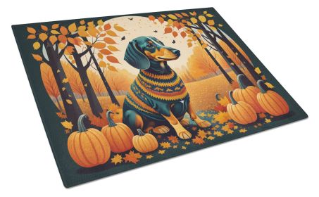 Dachshund Fall Glass Cutting Board Large Decorative Tempered Glass Kitchen Cutting and Serving Board Large Size Chopping Board