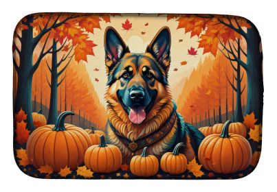 German Shepherd Fall Dish Drying Mat Absorbent Dish Drying Mat Pad for Kitchen Counter Dish Drainer Mat for Countertop, 14 x 21, Multicolor
