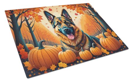 German Shepherd Fall Glass Cutting Board Large Decorative Tempered Glass Kitchen Cutting and Serving Board Large Size Chopping Board