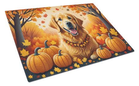 Golden Retriever Fall Glass Cutting Board Large Decorative Tempered Glass Kitchen Cutting and Serving Board Large Size Chopping Board