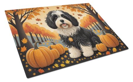 Havanese Fall Glass Cutting Board Large Decorative Tempered Glass Kitchen Cutting and Serving Board Large Size Chopping Board