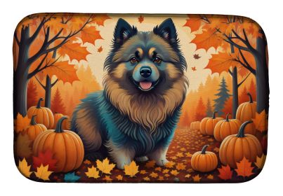 Keeshond Fall Dish Drying Mat Absorbent Dish Drying Mat Pad for Kitchen Counter Dish Drainer Mat for Countertop, 14 x 21, Multicolor