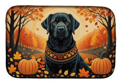Black Labrador Retriever Fall Dish Drying Mat Absorbent Dish Drying Mat Pad for Kitchen Counter Dish Drainer Mat for Countertop, 14 x 21, Multicolor