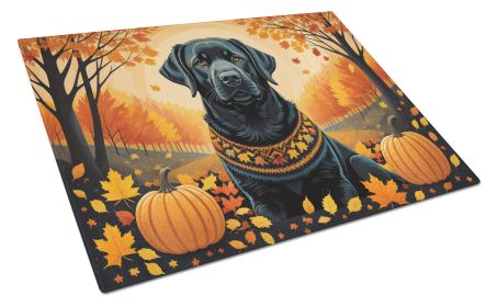 Black Labrador Retriever Fall Glass Cutting Board Large Decorative Tempered Glass Kitchen Cutting and Serving Board Large Size Chopping Board