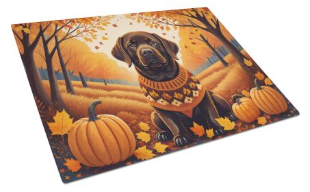Chocolate Labrador Retriever Fall Glass Cutting Board Large Decorative Tempered Glass Kitchen Cutting and Serving Board Large Size Chopping Board