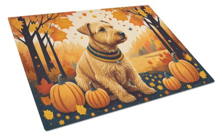 Lakeland Terrier Fall Glass Cutting Board Large Decorative Tempered Glass Kitchen Cutting and Serving Board Large Size Chopping Board