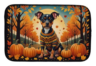 Miniature Pinscher Fall Dish Drying Mat Absorbent Dish Drying Mat Pad for Kitchen Counter Dish Drainer Mat for Countertop, 14 x 21, Multicolor