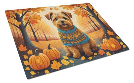 Norfolk Terrier Fall Glass Cutting Board Large Decorative Tempered Glass Kitchen Cutting and Serving Board Large Size Chopping Board