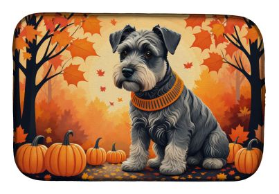 Schnauzer Fall Dish Drying Mat Absorbent Dish Drying Mat Pad for Kitchen Counter Dish Drainer Mat for Countertop, 14 x 21, Multicolor