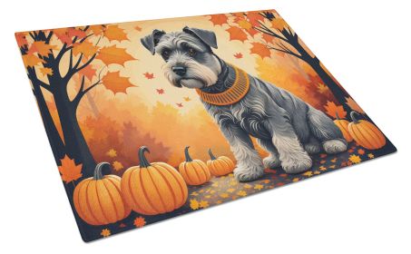Schnauzer Fall Glass Cutting Board Large Decorative Tempered Glass Kitchen Cutting and Serving Board Large Size Chopping Board