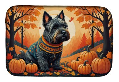 Scottish Terrier Fall Dish Drying Mat Absorbent Dish Drying Mat Pad for Kitchen Counter Dish Drainer Mat for Countertop, 14 x 21, Multicolor