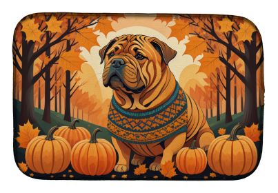 Shar Pei Fall Dish Drying Mat Absorbent Dish Drying Mat Pad for Kitchen Counter Dish Drainer Mat for Countertop, 14 x 21, Multicolor