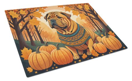 Shar Pei Fall Glass Cutting Board Large Decorative Tempered Glass Kitchen Cutting and Serving Board Large Size Chopping Board
