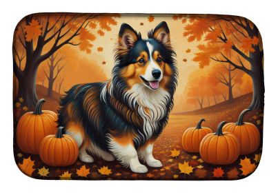 Sheltie Fall Dish Drying Mat Absorbent Dish Drying Mat Pad for Kitchen Counter Dish Drainer Mat for Countertop, 14 x 21, Multicolor