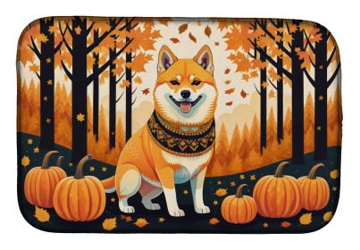 Shiba Inu Fall Dish Drying Mat Absorbent Dish Drying Mat Pad for Kitchen Counter Dish Drainer Mat for Countertop, 14 x 21, Multicolor