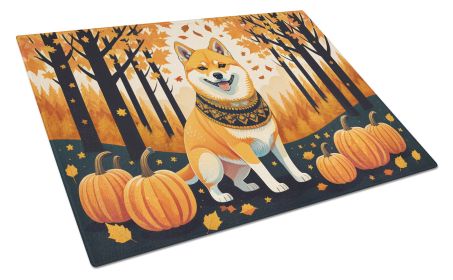 Shiba Inu Fall Glass Cutting Board Large Decorative Tempered Glass Kitchen Cutting and Serving Board Large Size Chopping Board