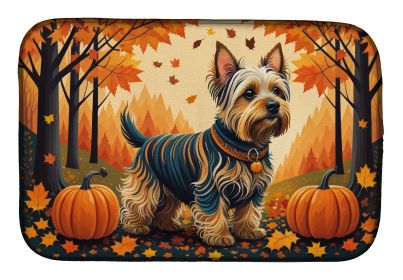 Silky Terrier Fall Dish Drying Mat Absorbent Dish Drying Mat Pad for Kitchen Counter Dish Drainer Mat for Countertop, 14 x 21, Multicolor